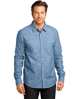 District Made DM3800 Men Long-Sleeve Washed Woven Shirt at Apparelstation