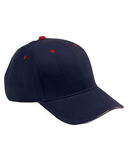 Adams PA102 Men 6-Panel Mid-Profile Structured Stars & Stripes Sandwich Visor With Usa Flag Label