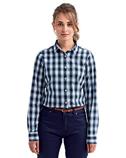 Artisan Collection by Reprime RP350 Ladies 3.7 oz Mulligan Check Long-Sleeve Cotton Shirt at Apparelstation