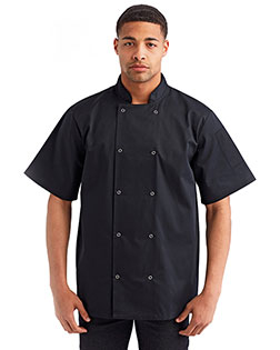 Artisan Collection by Reprime RP664 Unisex 5.8 oz Studded Front Short-Sleeve Chef's Jacket at Apparelstation