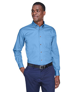 Harriton M500 Men Easy Blend Long-Sleeve Twill Shirt With Stain-Release at Apparelstation