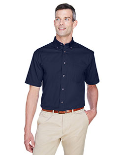 Harriton M500S Men Easy Blend Short-Sleeve Twill Shirt With Stain-Release at Apparelstation