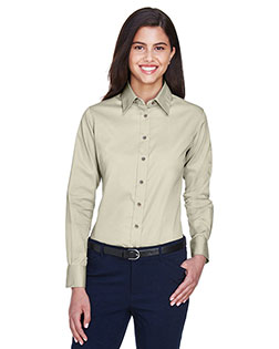 Harriton M500W Women Easy Blend Long-Sleeve Twill Shirt With Stain-Release at Apparelstation