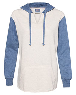 Women’s French Terry Hooded Pullover with Colorblocked Sleeves