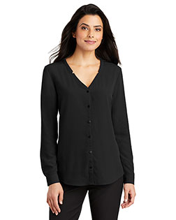Port Authority LW700 Ladies 4.1 oz Long Sleeve Button-Front Blouse at Apparelstation