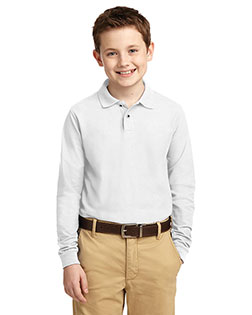 Port Authority Y500LS Boys Long-Sleeve Silk Touch  Polo at Apparelstation