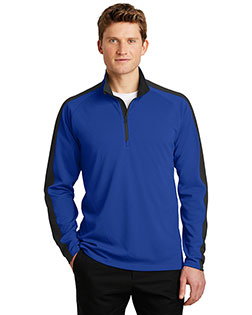 Sport-Tek® ST861 Men   Sport-Wick & Textured Colorblock 1/4-Zip Pullover at Apparelstation