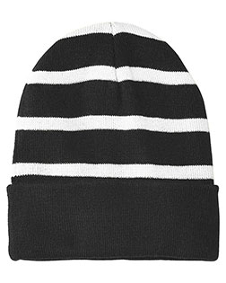 Sport-Tek® STC31 Unisex   Striped Beanie With Solid Band at Apparelstation