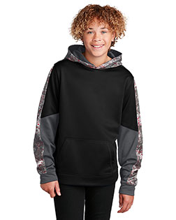 Sport-Tek® YST231 Youth Sport-Wick  Mineral Freeze Fleece Colorblock Hooded Pullover at Apparelstation