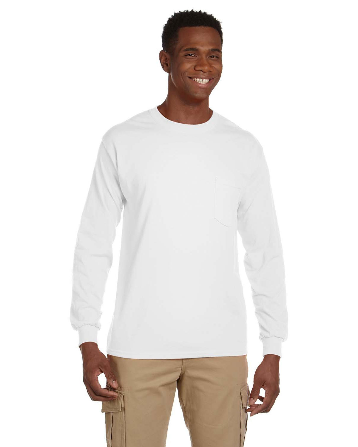Gildan G241 Men Ultra Cotton 6 Oz. Long-Sleeve Pocket T-Shirt at Apparelstation