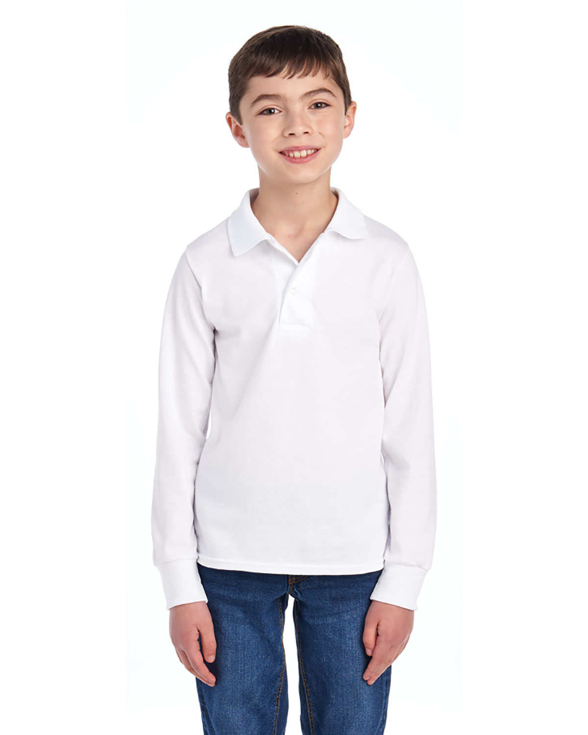 Jerzees 437YL Kids 5.6 Oz 50/50 Long Sleeve Knit Polo With Spotshield Stain Resistance at Apparelstation