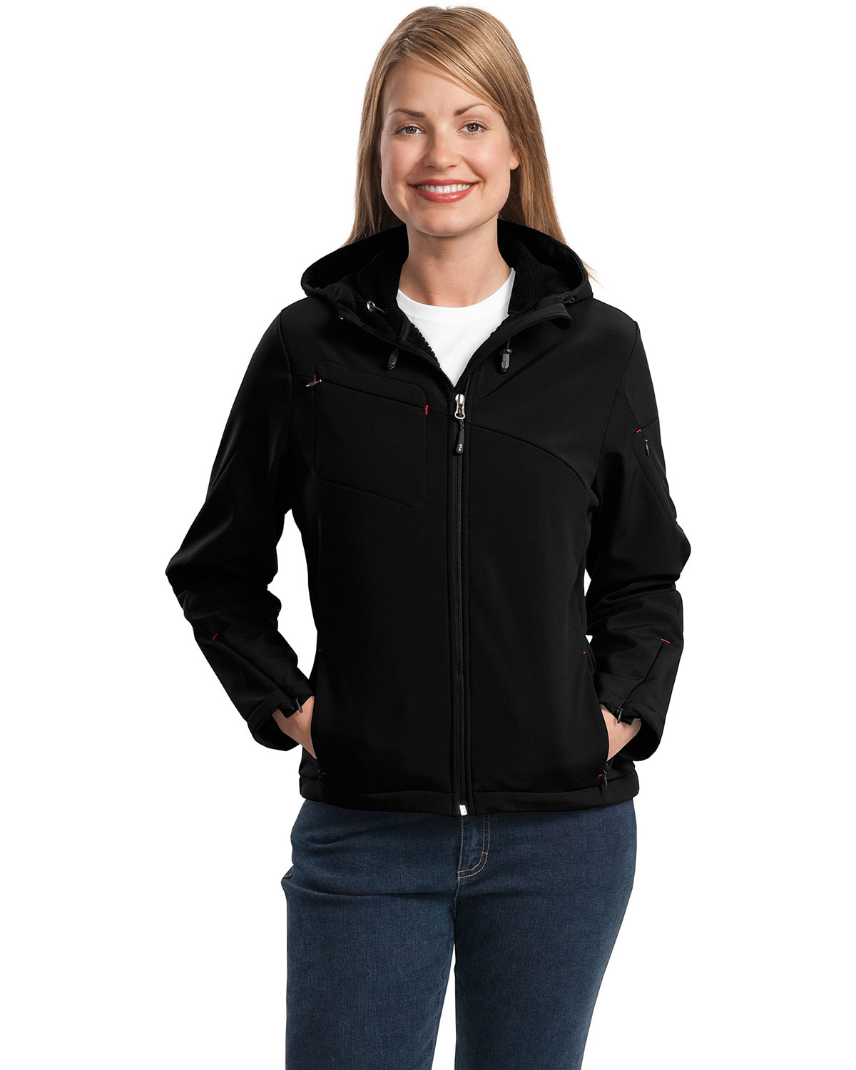Port Authority L706 Women Textured Hooded Soft Shell Jacket at Apparelstation