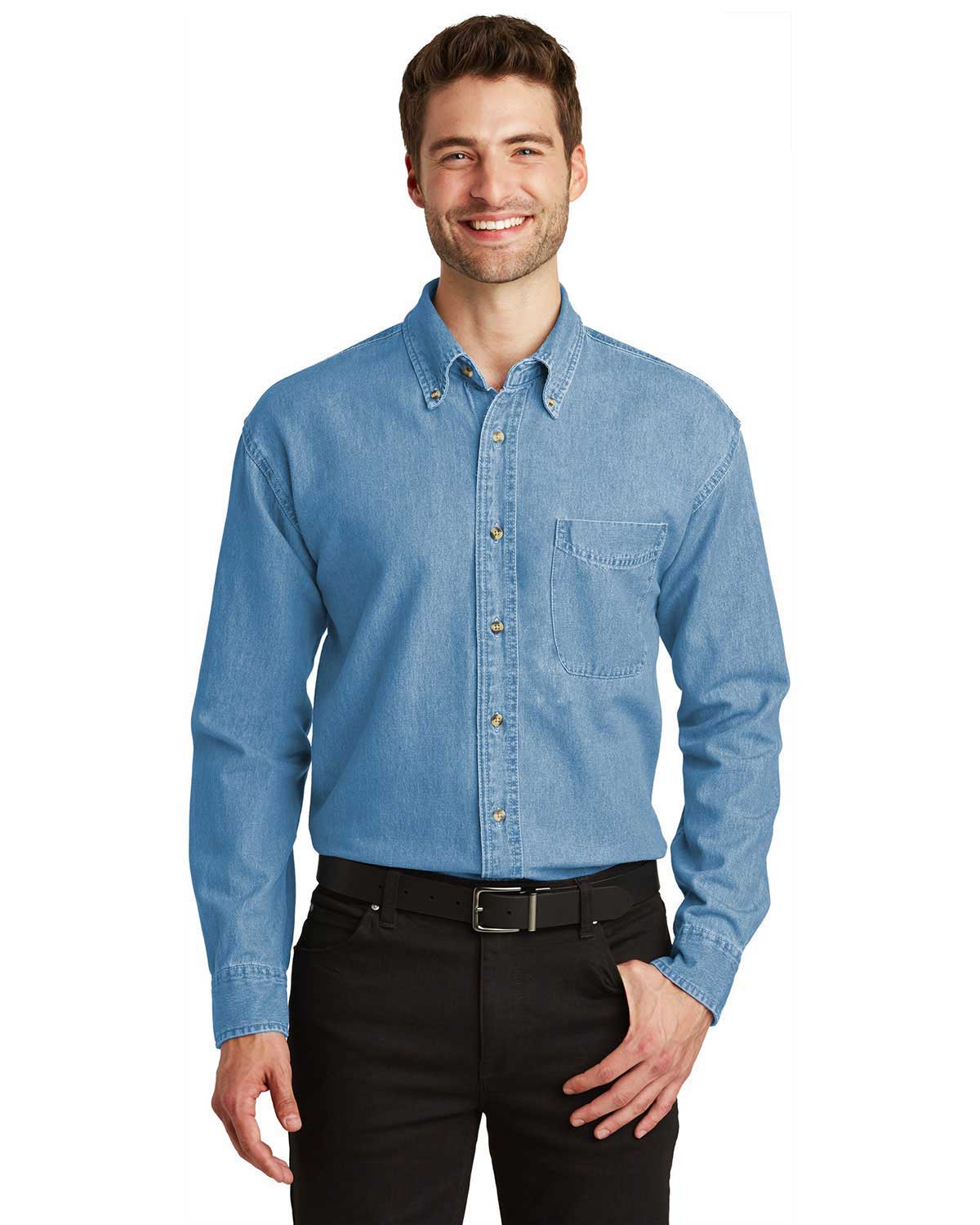 Port Authority S600 Adult Long-Sleeve Denim Shirt at Apparelstation