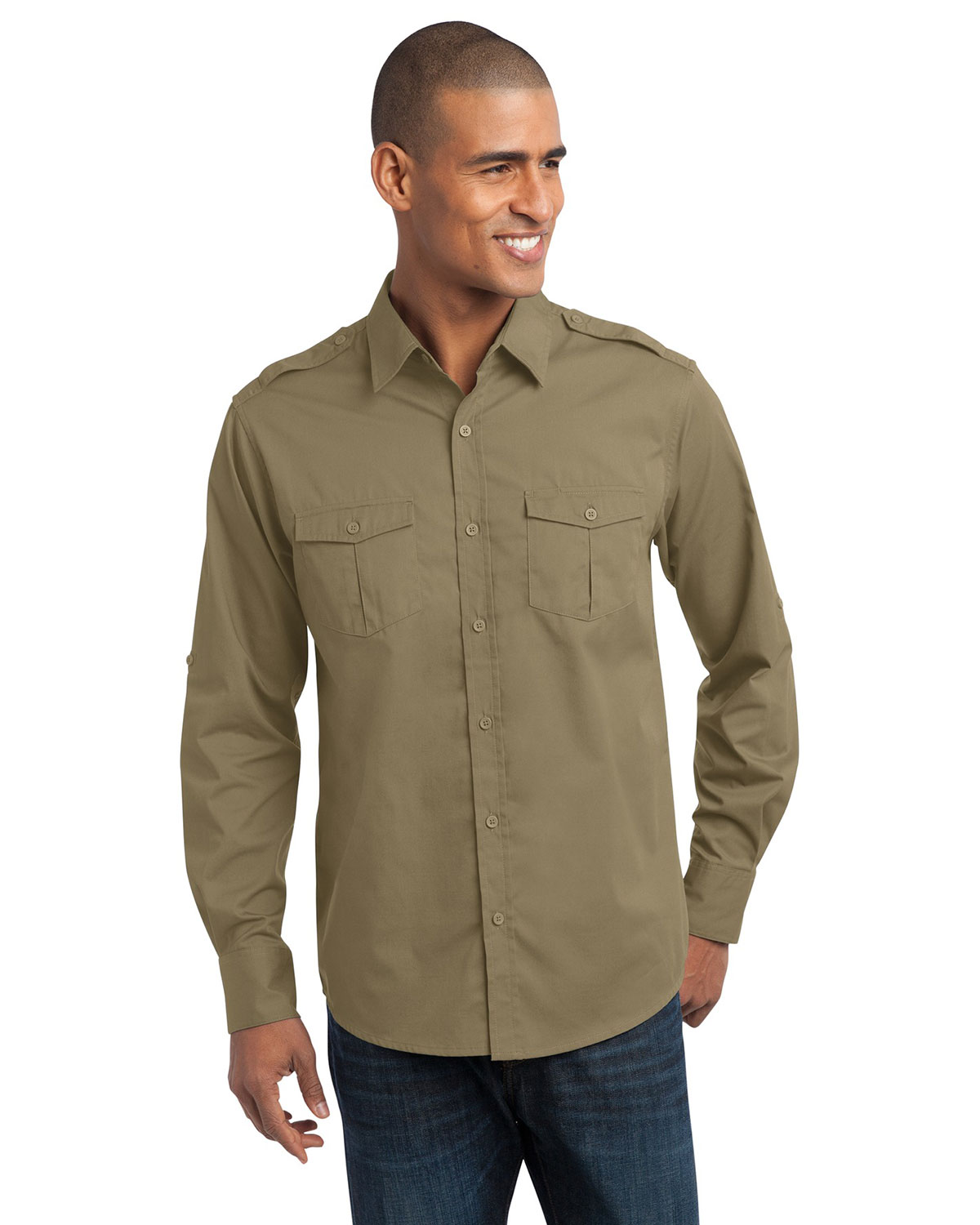 Port Authority S649 Men Stain-Resistant Roll Sleeve Twill Shirt at Apparelstation
