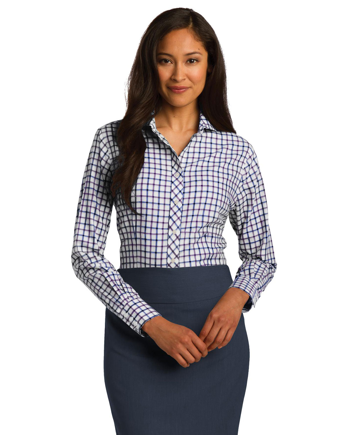 Red House RH75 Women Tricolor Check Non-Iron Shirt at Apparelstation